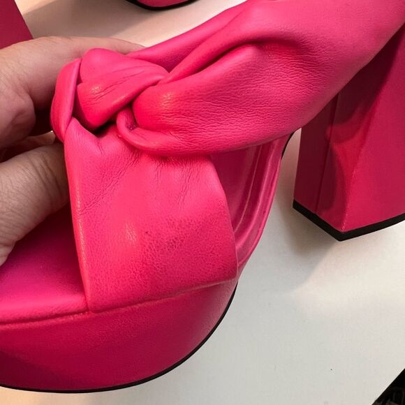 💞 Women’s fuchsia pink Kaia Knot Square Open Toe Platform Sandals heels 7- 7.5 - Picture 10 of 10
